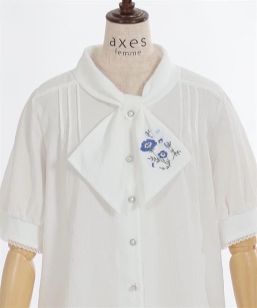 ネモフィラ刺繍リボンブラウス | レディース服・レディース ネモフィラ刺繍リボンブラウス | レディース服・レディース