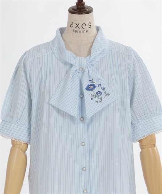ネモフィラ刺繍リボンブラウス | レディース服・レディース ネモフィラ刺繍リボンブラウス | レディース服・レディース