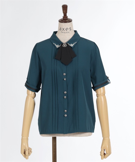 メタル×タイ付き連釦ブラウス | outlet | axes femme online shop メタル×タイ付き連釦ブラウス | outlet | axes femme online shop