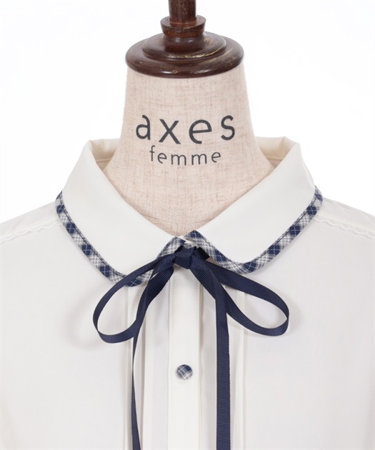 パイピング×リボン付ブラウス | outlet | axes femme online shop パイピング×リボン付ブラウス | outlet | axes femme online shop