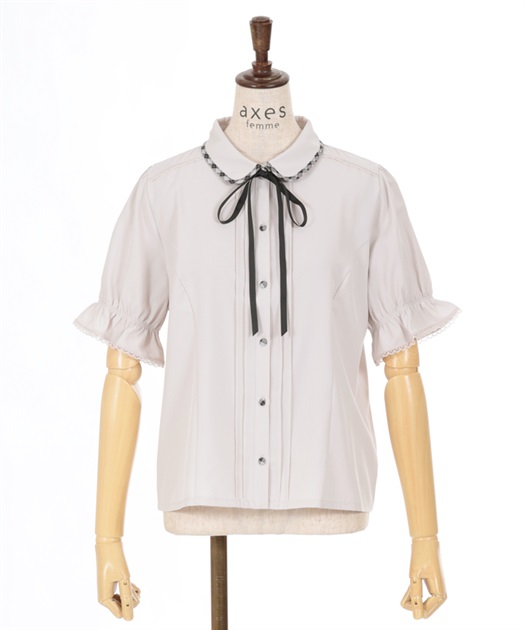パイピング×リボン付ブラウス | outlet | axes femme online shop パイピング×リボン付ブラウス | outlet | axes femme online shop