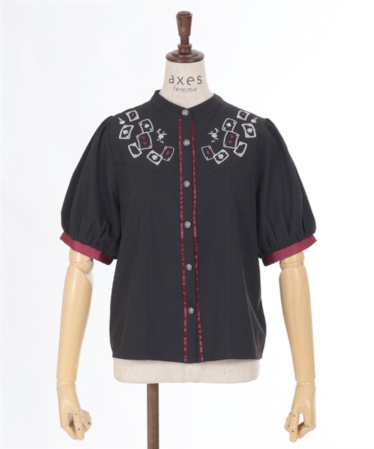 トランプ刺繍バイカラーブラウス【WEB限定価格】 | レディース服 トランプ刺繍バイカラーブラウス【WEB限定価格】 | レディース服