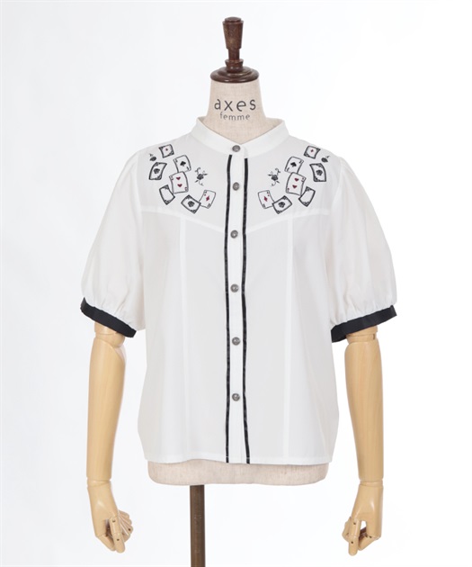 トランプ刺繍バイカラーブラウス【WEB限定価格】 | レディース服 トランプ刺繍バイカラーブラウス【WEB限定価格】 | レディース服