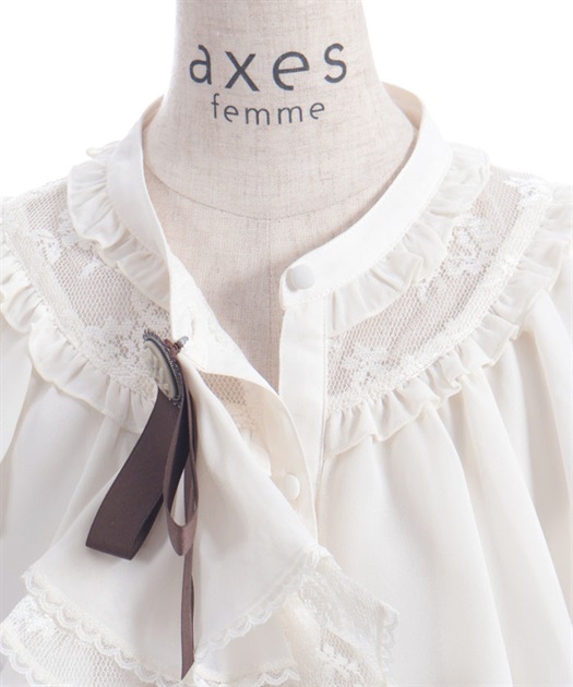 ジャボ付きレース×フリルブラウス | レディース服・レディース ジャボ付きレース×フリルブラウス | レディース服・レディース