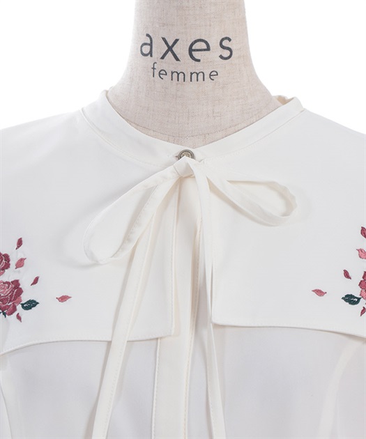薔薇刺繍付け襟セットブラウス | レディース服・レディース 薔薇刺繍付け襟セットブラウス | レディース服・レディース