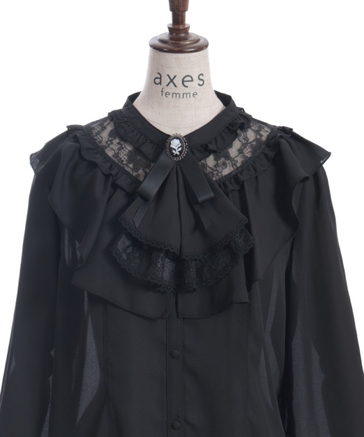 ジャボブローチ付きフリルブラウス | axes femme | axes femme ジャボブローチ付きフリルブラウス | axes femme | axes femme