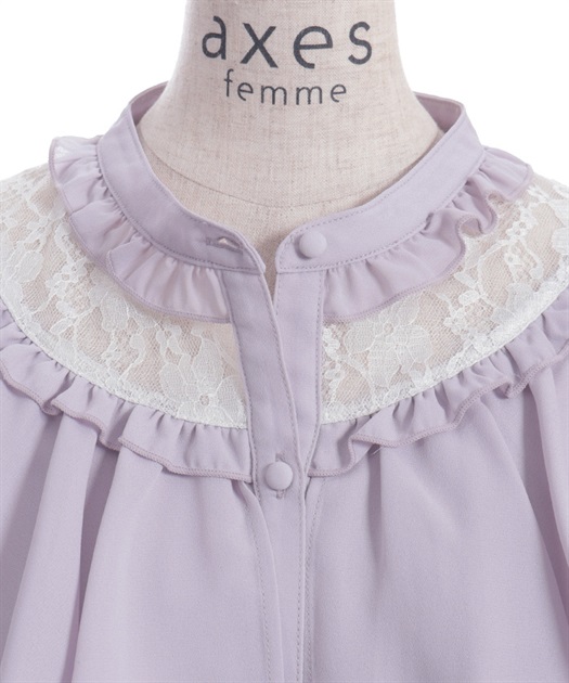 ジャボブローチ付きフリルブラウス | axes femme | axes femme ジャボブローチ付きフリルブラウス | axes femme | axes femme