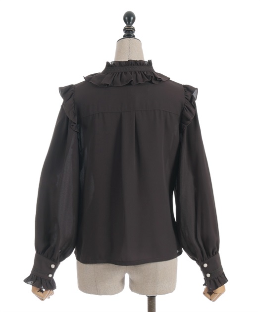 スタンドカラーフリルブラウス | axes femme online shop