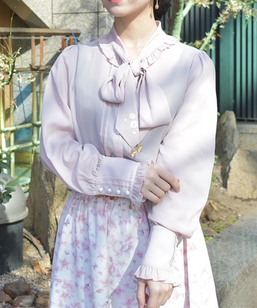 サクラ刺繍リボンブラウス | axes femme | axes femme online shop サクラ刺繍リボンブラウス | axes femme | axes femme online shop