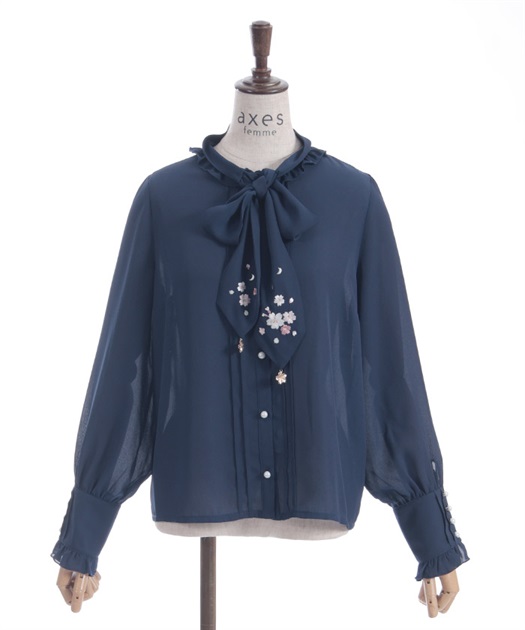 サクラ刺繍リボンブラウス | レディース服・レディース サクラ刺繍リボンブラウス | レディース服・レディース