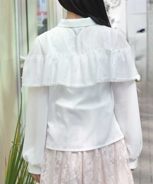 パール×チュールフリルブラウス | レディース服・レディース