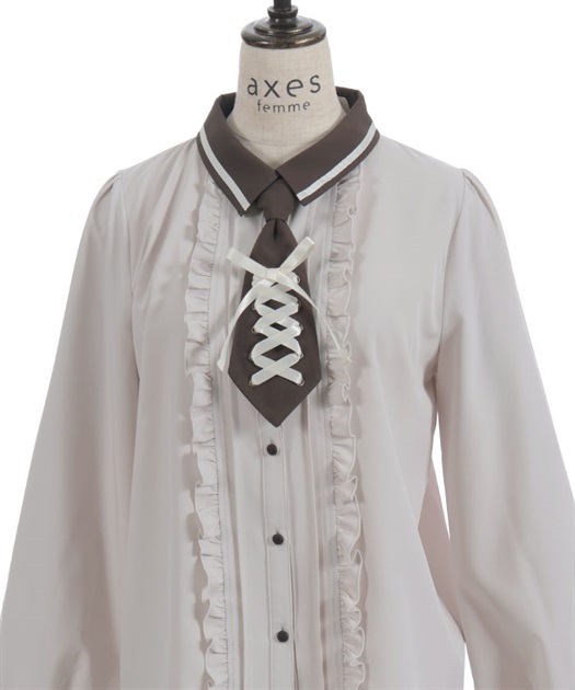レースアップタイ付ブラウス | axes femme online shop