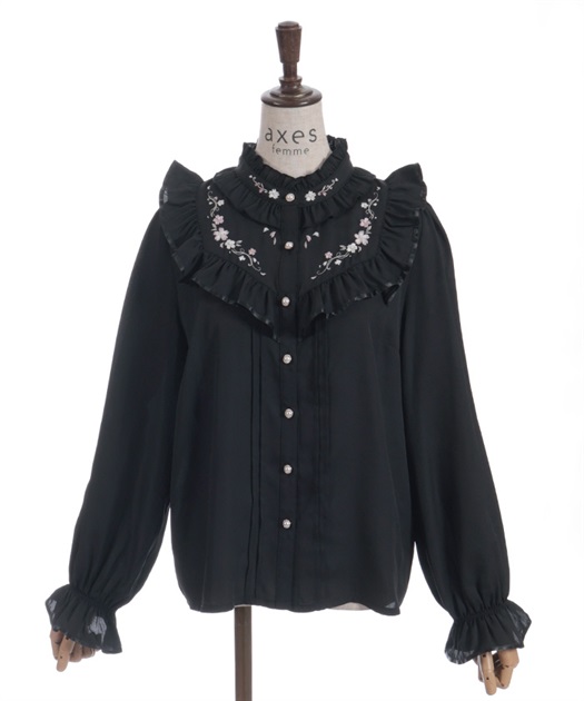 桜刺繍スタンドブラウス【WEB先行販売】 | axes femme online shop