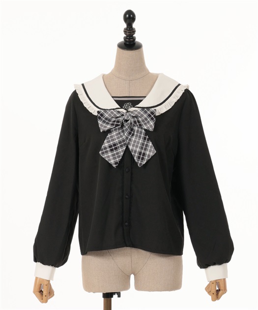 チェックリボン付セーラーブラウス | 衣料 | axes femme online shop チェックリボン付セーラーブラウス | 衣料 | axes femme online shop