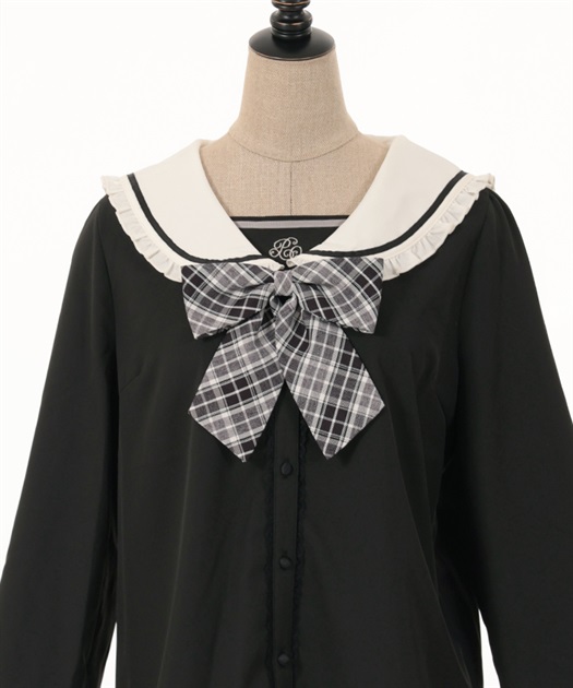 チェックリボン付セーラーブラウス | 衣料 | axes femme online shop