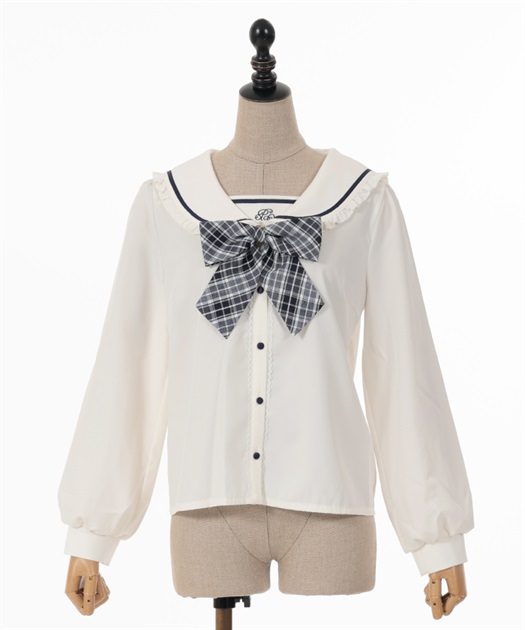 チェックリボン付セーラーブラウス | 衣料 | axes femme online shop チェックリボン付セーラーブラウス | 衣料 | axes femme online shop