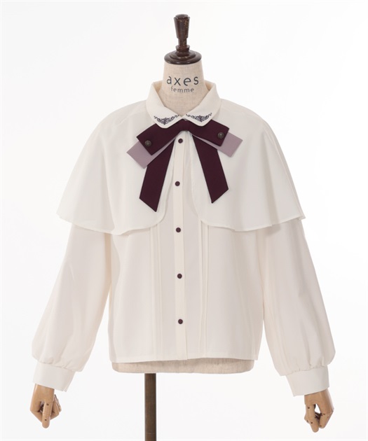 リボンタイ付ケープ風ブラウス | outlet | axes femme online shop リボンタイ付ケープ風ブラウス | outlet | axes femme online shop