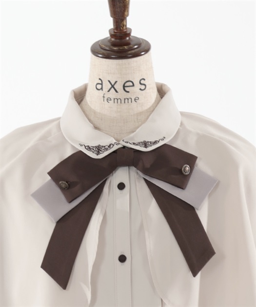 リボンタイ付ケープ風ブラウス | outlet | axes femme online shop リボンタイ付ケープ風ブラウス | outlet | axes femme online shop