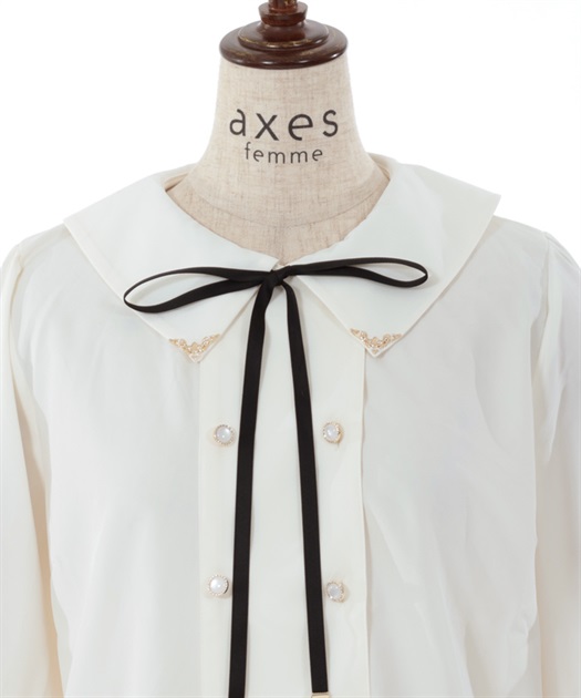 リボン付ダブルボタンブラウス | outlet | axes femme online shop