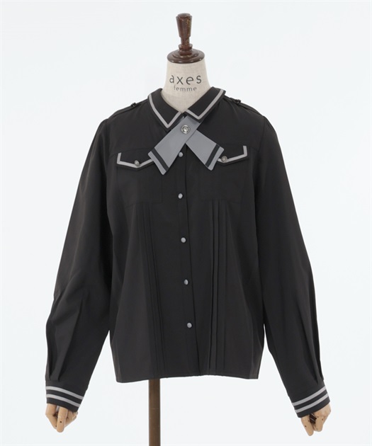 タイ付ミリタリー風ブラウス | outlet | axes femme online shop