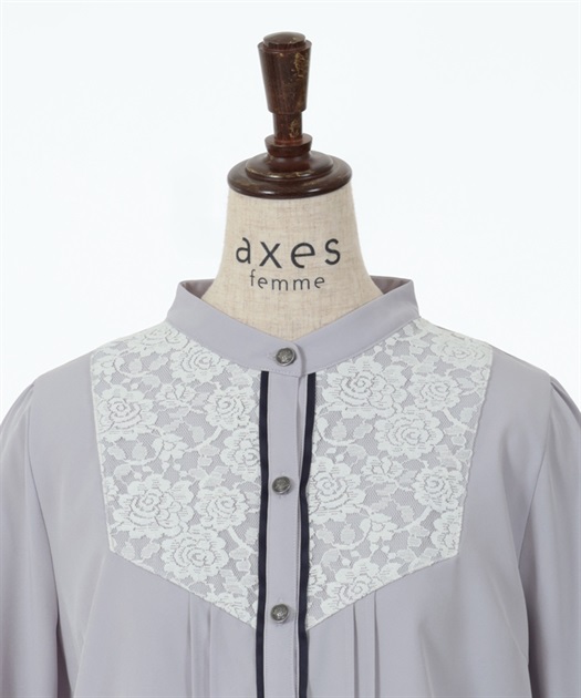 袖刺繍×ヨークレースブラウス | outlet | axes femme online shop