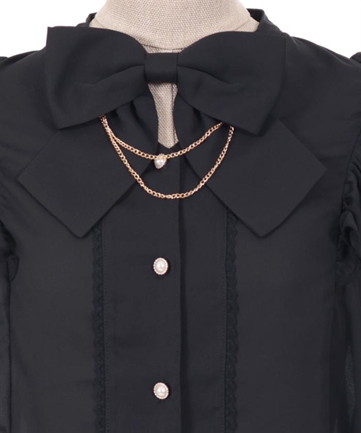 リボン付フリル長袖ブラウス | outlet | axes femme online shop