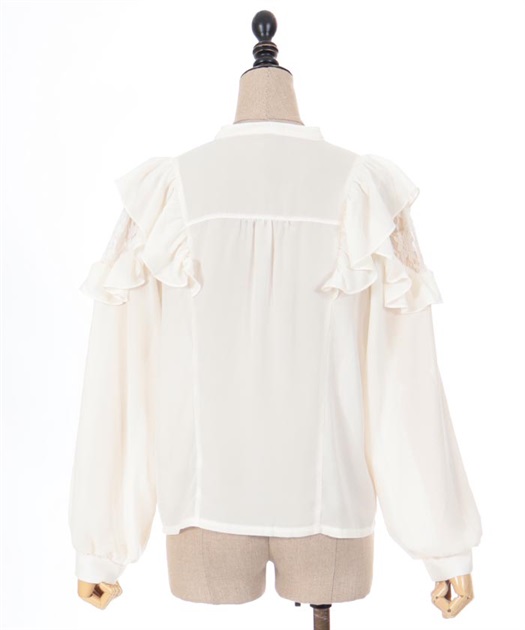 リボン付フリル長袖ブラウス | outlet | axes femme online shop