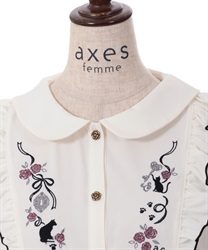 猫刺繍ヨークフリルブラウス | outlet | axes femme online shop