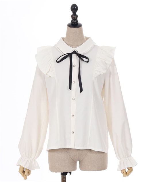 リボン付丸襟長袖ブラウス | POETIQUE | axes femme online shop リボン付丸襟長袖ブラウス | POETIQUE | axes femme online shop