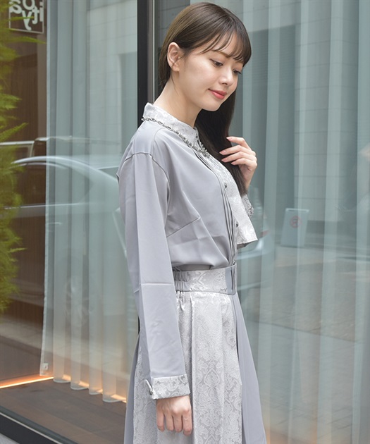 ジャカード切替プリーツシャツ | axes femme | axes femme