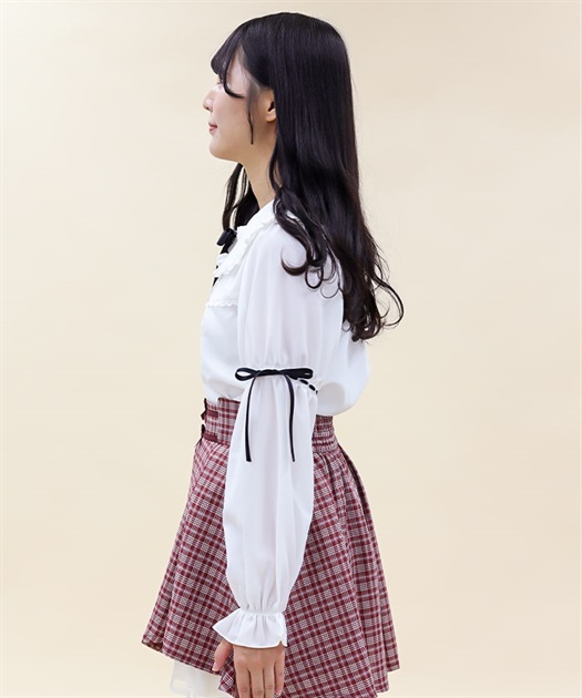 リボン付フリルビッグ襟ブラウス | outlet | axes femme online shop リボン付フリルビッグ襟ブラウス | outlet | axes femme online shop