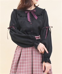 リボン付フリルビッグ襟ブラウス | レディース服・レディース