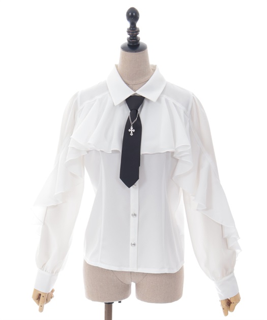 ネクタイ付ラッフルフリルブラウス | レディース服・レディース