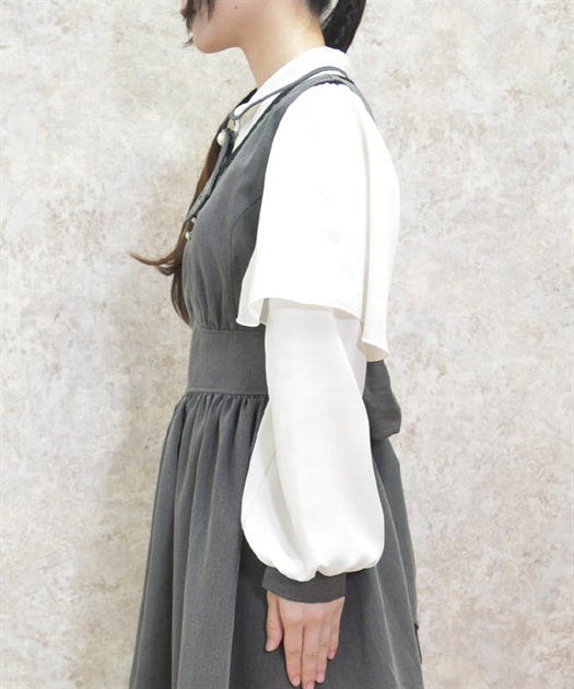 シマエナガ刺繍入タイ付きブラウス | outlet | axes femme シマエナガ刺繍入タイ付きブラウス | outlet | axes femme