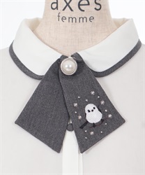 シマエナガ刺繍入タイ付きブラウス | outlet | axes femme シマエナガ刺繍入タイ付きブラウス | outlet | axes femme