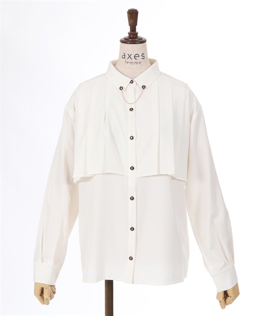 チェーン付プリーツシャツ | レディース服・レディース チェーン付プリーツシャツ | レディース服・レディース