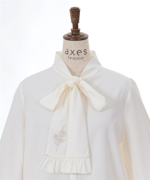 蝶×バラ刺繍ボウタイブラウス | outlet | axes femme online shop