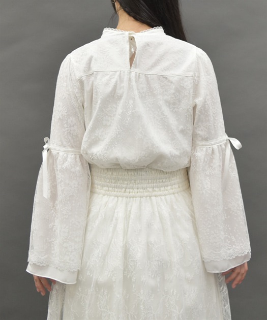 リボン付レース姫袖ブラウス | POETIQUE | axes femme online shop