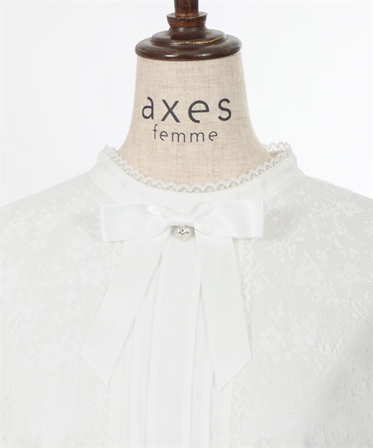 リボン付レース姫袖ブラウス | outlet | axes femme online shop リボン付レース姫袖ブラウス | outlet | axes femme online shop