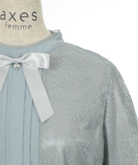 リボン付レース姫袖ブラウス | outlet | axes femme online shop リボン付レース姫袖ブラウス | outlet | axes femme online shop