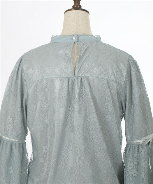 リボン付レース姫袖ブラウス | outlet | axes femme online shop リボン付レース姫袖ブラウス | outlet | axes femme online shop