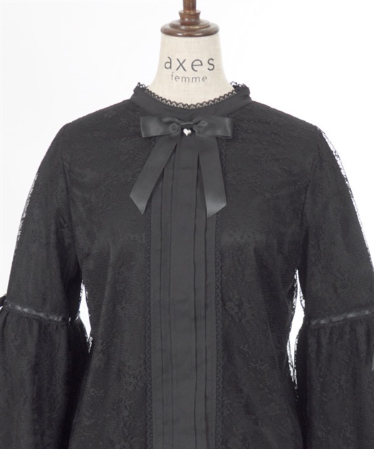 リボン付レース姫袖ブラウス | POETIQUE | axes femme online shop