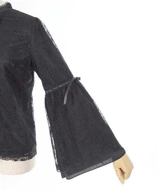 リボン付レース姫袖ブラウス | outlet | axes femme online shop リボン付レース姫袖ブラウス | outlet | axes femme online shop