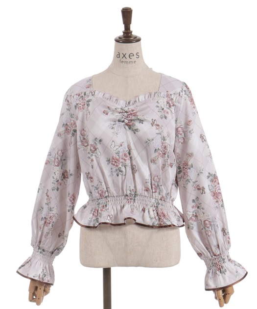 チェック×フラワー柄ブラウス | axes femme online shop