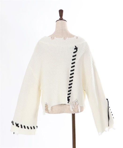 ステッチダメージニット | outlet | axes femme online shop ステッチダメージニット | outlet | axes femme online shop