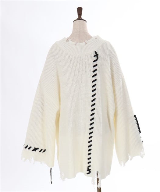 ロングステッチダメージニット | outlet | axes femme online shop ロングステッチダメージニット | outlet | axes femme online shop