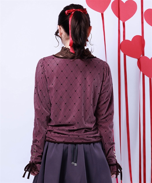 アソート柄ハート釦ベロアプルオーバー【予約】 | axes femme online shop