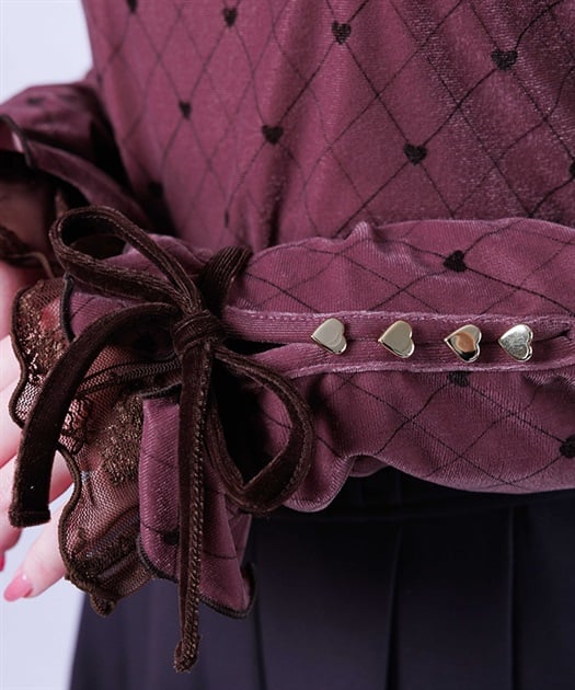 アソート柄ハート釦ベロアプルオーバー【予約】 | axes femme online shop