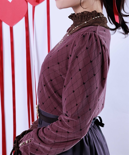 アソート柄ハート釦ベロアプルオーバー【予約】 | axes femme online shop