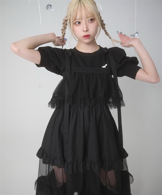 未使用品】Fickle Bebe フリルティアードワンピース アクシーズ
